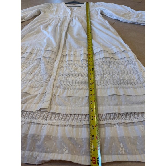 Free People White Lace In The Garden Duster Dress Boho Maxi Swiss Dot Small - Picture 7 of 8